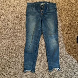 Madewell women’s jeans; 10” high rise skinny stretch jeans; sz 32; button fly